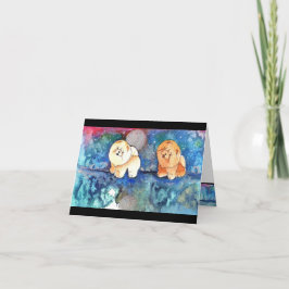 Tarjeta SILVERY MOON Cow perro acuarela