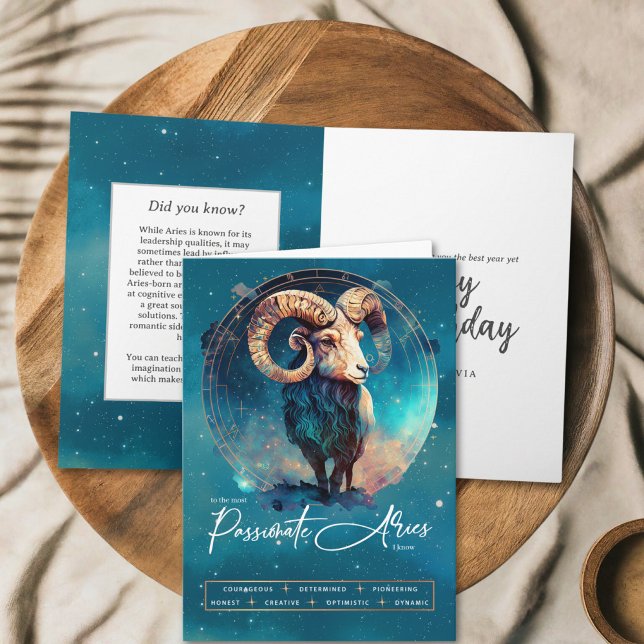 Tarjeta Símbolo celestial Ram Zodiac Fantasía Aries Cumple (Subido por el creador)