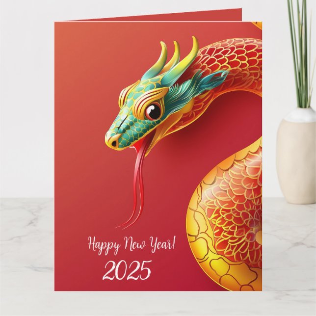 Tarjeta símbolo chino de zodiac año nuevo 2025 serpiente a (Anverso)