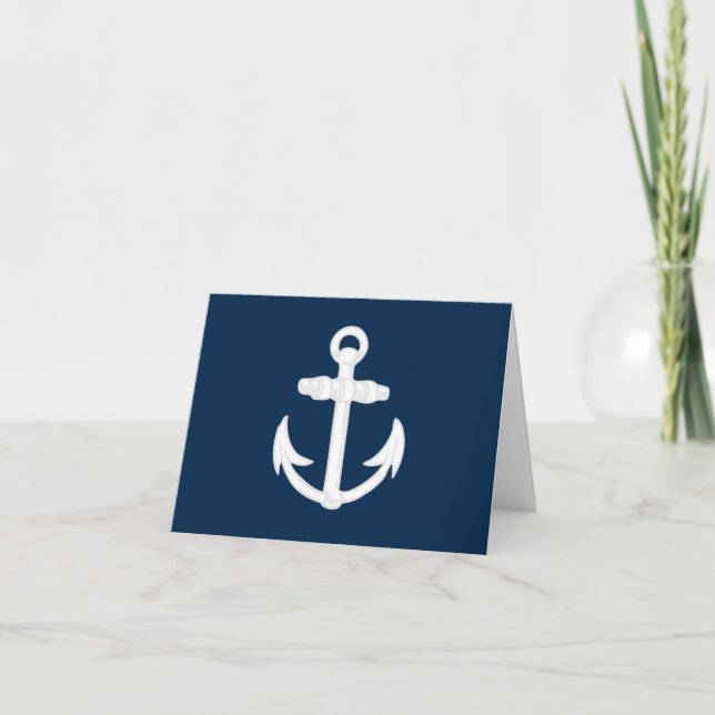 Tarjeta Símbolo de ancla náutica blanco/azul (Anverso)