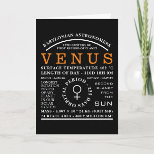 Tarjeta Símbolo de Astronomía Detallado del Planeta Venus