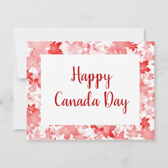 Tarjeta Símbolo de Canadá de hoja de arce roja Feliz Día d (Anverso)