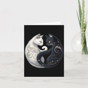 Tarjeta Símbolo de gato Yin Yang místico de mujer negro y 