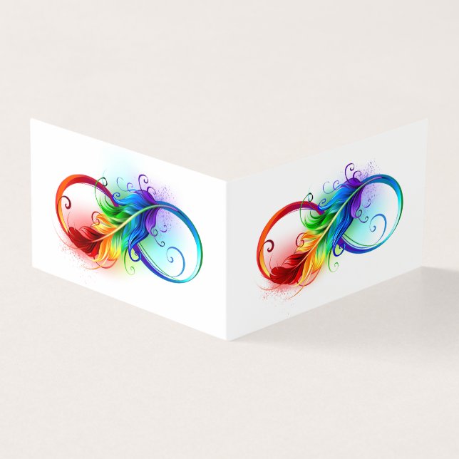 Tarjeta Símbolo de infinito con pluma de arcoíris (Exterior)