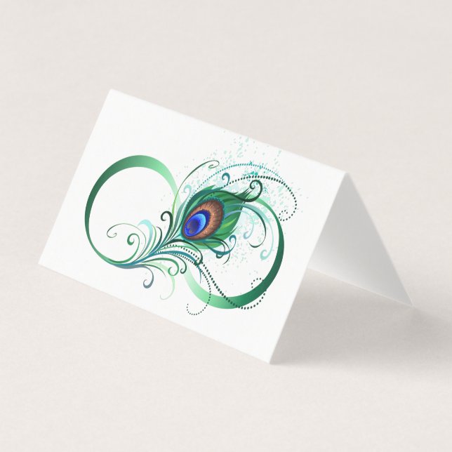 Tarjeta Símbolo de infinito con pluma de pavo real (Anverso)