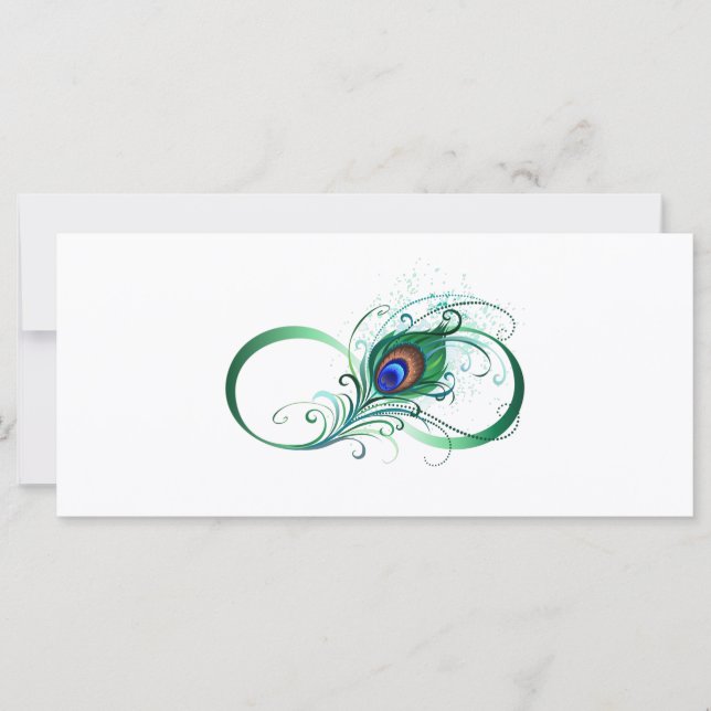 Tarjeta Símbolo de infinito con pluma de pavo real (Anverso)