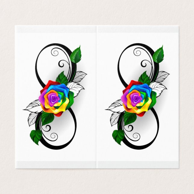 Tarjeta Símbolo de infinito con rosa arcoíris (Exterior desplegado)