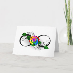 Tarjeta Símbolo de Infinito con Rosa de Arcoíris