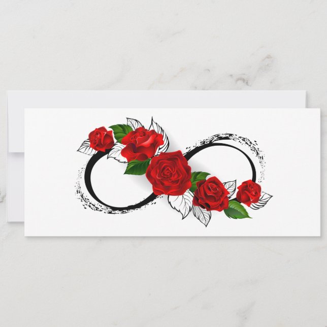 Tarjeta Símbolo de infinito con rosas rojas (Anverso)