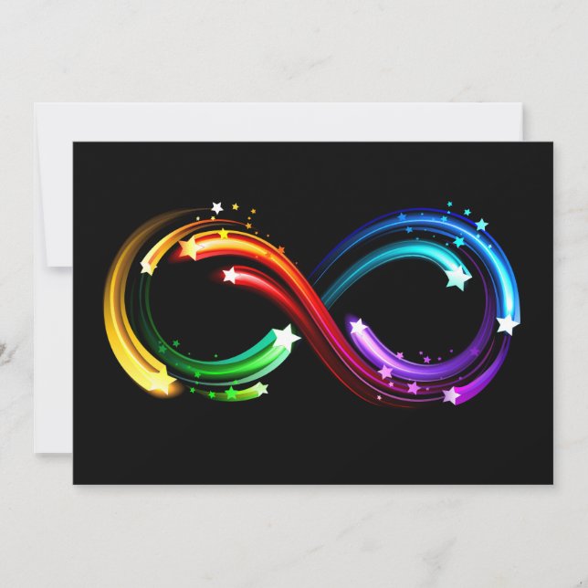 Tarjeta Símbolo de infinito de cometas de arcoíris (Anverso)