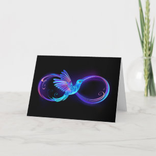 Tarjeta Símbolo de Infinito de Neón con Colibrí Brillante
