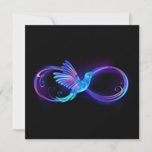 Tarjeta Símbolo de Infinito de Neón con Colibrí Brillante