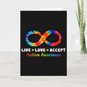 Tarjeta Símbolo de infinito Tie Dye Vive Ama Acepta Autism