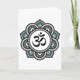 Tarjeta Símbolo de la Flor de Loto Om Espiritual Yoga Budi