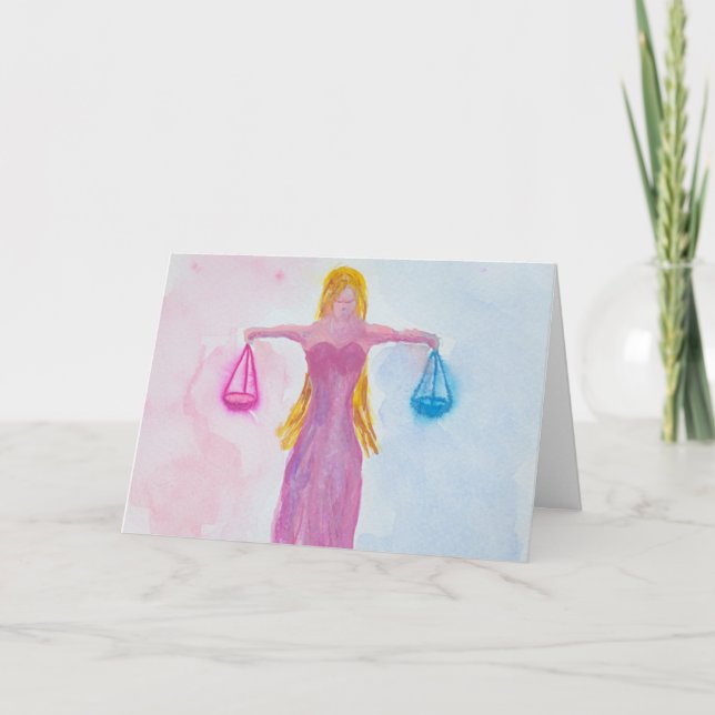 Tarjeta Símbolo de Libra Pastel Zodiac Cumpleaños (Anverso)
