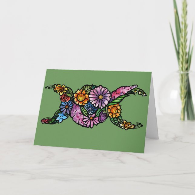Tarjeta Símbolo de luna triple flor bendecido sea (Anverso)