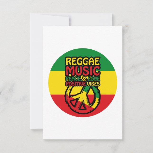 Tarjeta Símbolo de reggae y paz con citas positivas (Anverso)