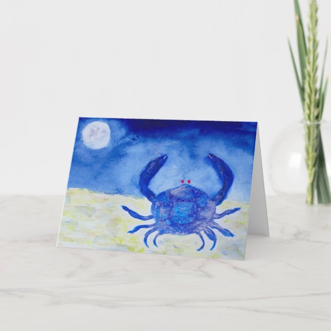 Tarjeta Símbolo de Zodiaco azul de cáncer Cumpleaños (Anverso)