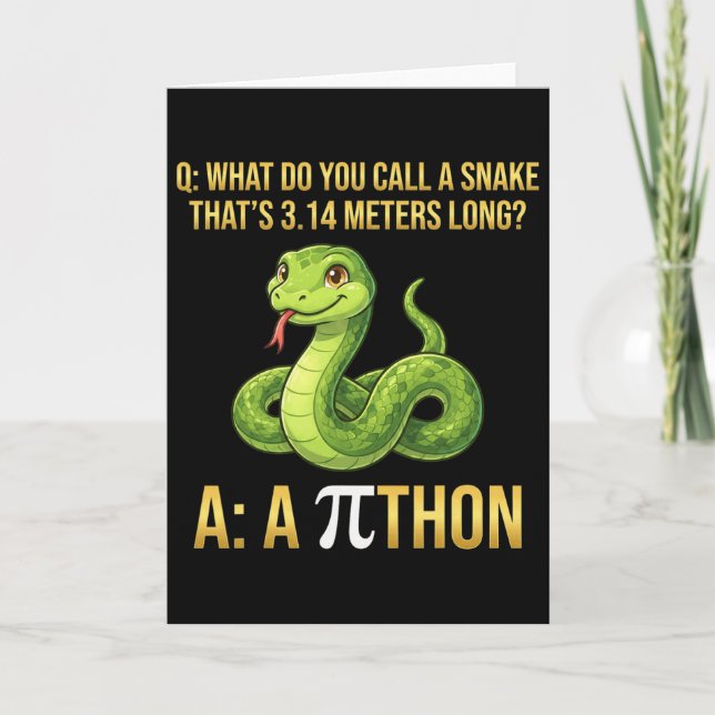 Tarjeta Símbolo del día de Pi de Python Pithon divertido p (Anverso)