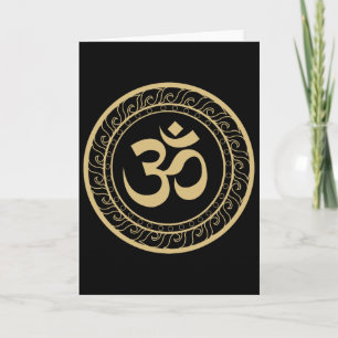 Tarjeta Símbolo espiritual de yoga Om Ohm Aum