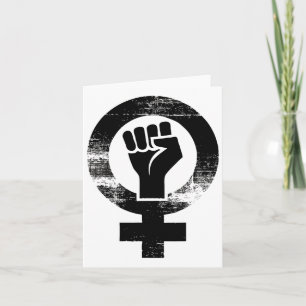 Tarjeta Símbolo feminista de mano negra feminista resiste 