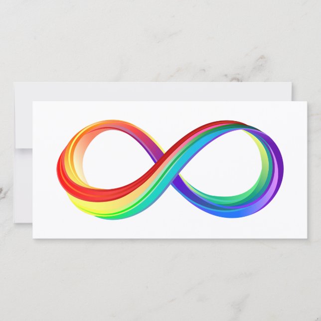 Tarjeta Símbolo infinito arcoiris en capas (Anverso)