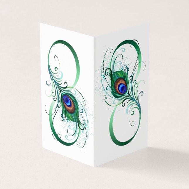 Tarjeta Símbolo infinito con pluma de pavo real (Exterior)