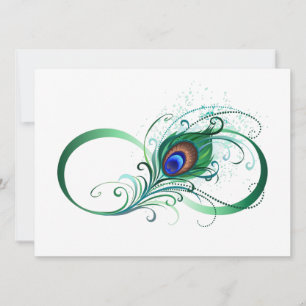 Tarjeta Símbolo infinito con pluma de pavo real