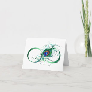 Tarjeta Símbolo infinito con pluma de pavo real