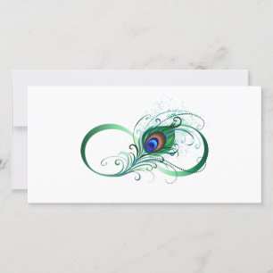 Tarjeta Símbolo infinito con pluma de pavo real