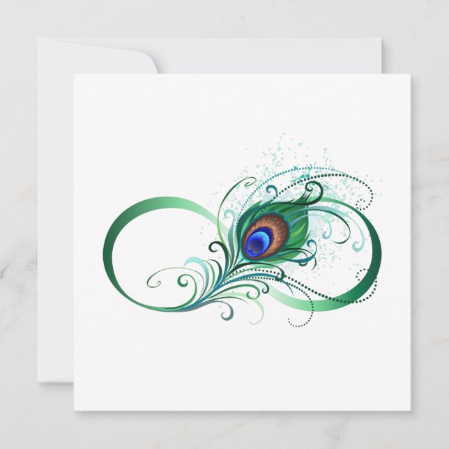 Tarjeta Símbolo infinito con pluma de pavo real (Anverso)