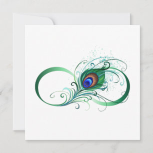 Tarjeta Símbolo infinito con pluma de pavo real
