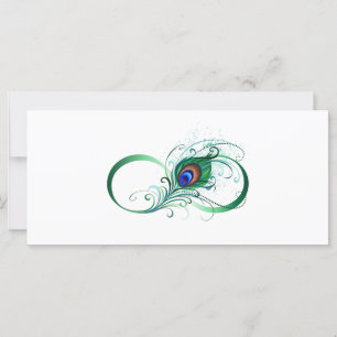 Tarjeta Símbolo infinito con pluma de pavo real