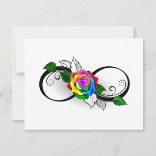 Tarjeta Símbolo infinito con Rosa arcoiris