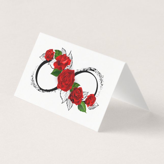 Tarjeta Símbolo infinito con rosas rojas (Anverso)
