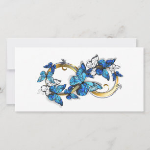 Tarjeta Símbolo infinito de mariposas Morpho azules