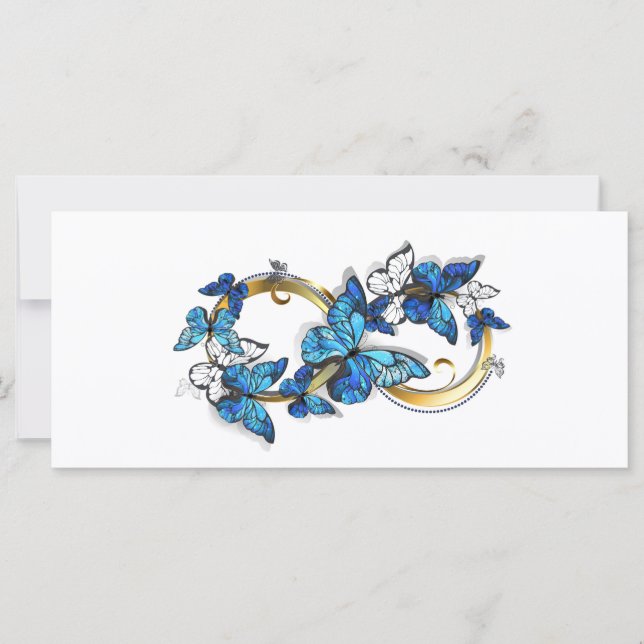 Tarjeta Símbolo infinito de mariposas Morpho azules (Anverso)