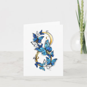 Tarjeta Símbolo infinito de mariposas Morpho azules