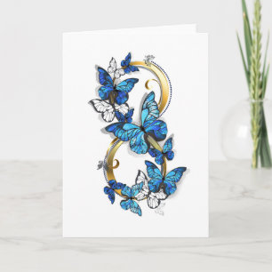 Tarjeta Símbolo infinito de mariposas Morpho azules