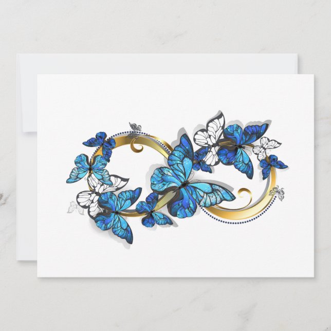 Tarjeta Símbolo infinito de mariposas Morpho azules (Anverso)