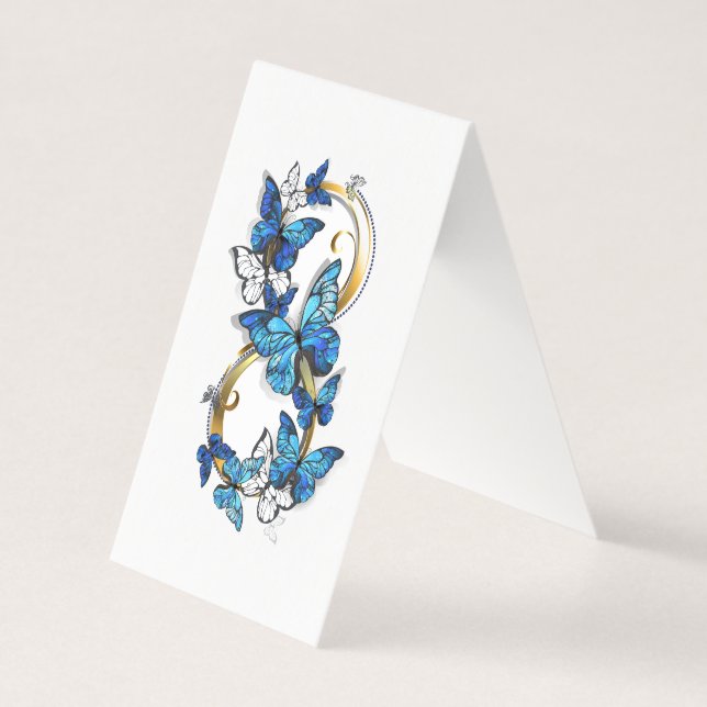 Tarjeta Símbolo infinito de mariposas Morpho azules (Anverso)