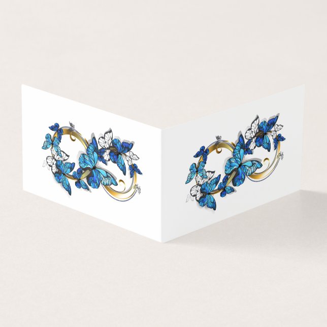 Tarjeta Símbolo infinito de mariposas Morpho azules (Exterior)