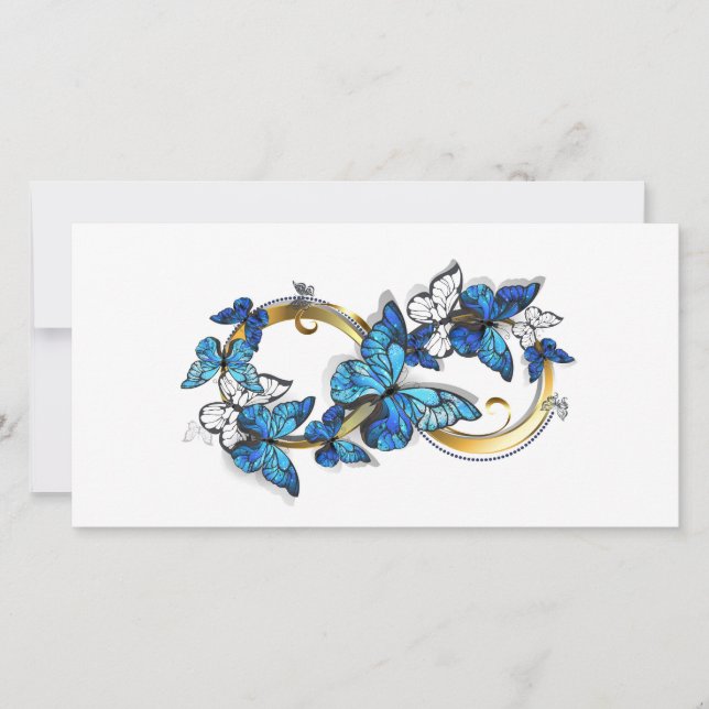 Tarjeta Símbolo infinito de mariposas Morpho azules (Anverso)