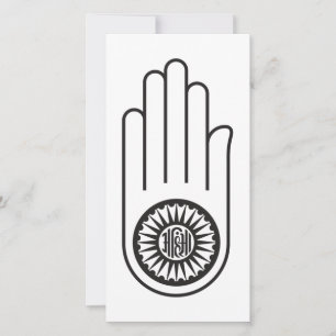 Tarjeta Símbolo jain de Ahimsa (mano de la no violencia)