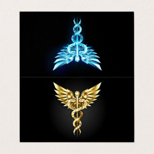 Tarjeta Símbolo poligonal de oro Caduceus