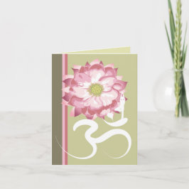 Tarjeta Símbolo rosa Lotus flor Yoga Om blanco Zen