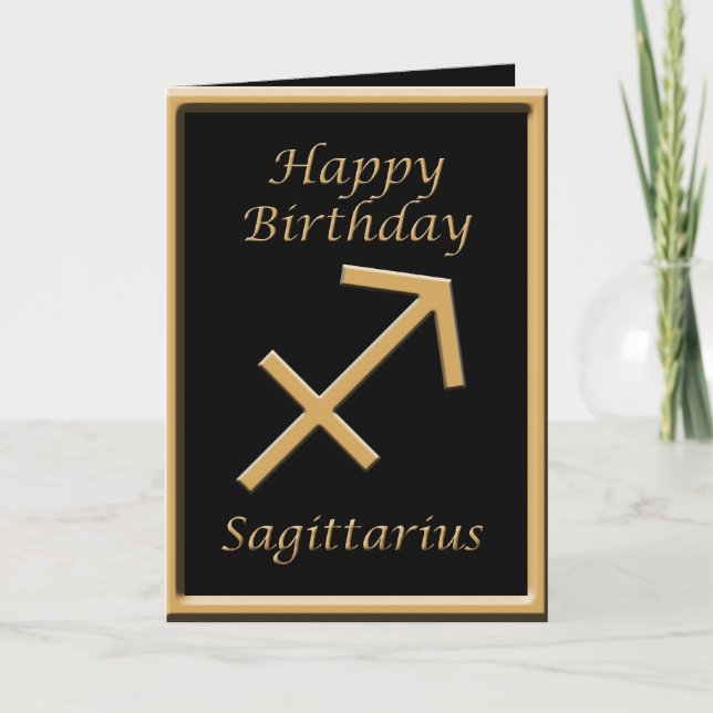 Tarjeta Símbolo Sagittarius de oro Saludo de cumpleaños ne (Anverso)