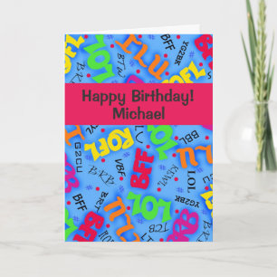 Tarjeta Símbolos de arte de texto azul Personalizado de ab