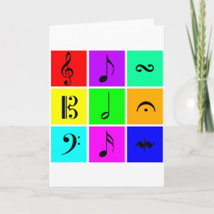 Tarjeta símbolos de música brillantes