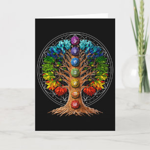 Tarjeta Símbolos del Chakra del Árbol de la Vida Zen Yoga 